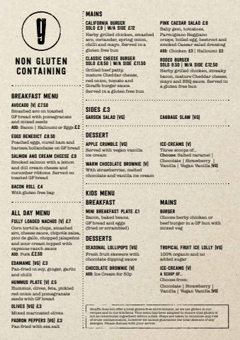 Restaurants offers in Sheffield | Gluten Menu in Giraffe | 29/12/2021 - 31/05/2022