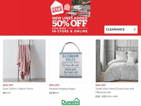 Home & Furniture offers in Stourbridge | Clearance Summer Sale -50% Off in Dunelm | 25/06/2022 - 03/07/2022