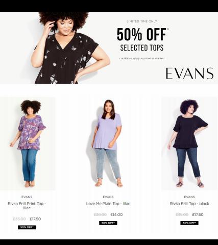 Clothes, Shoes & Accessories offers in Southport | 50% Off Selected tops in Evans | 30/06/2022 - 07/07/2022