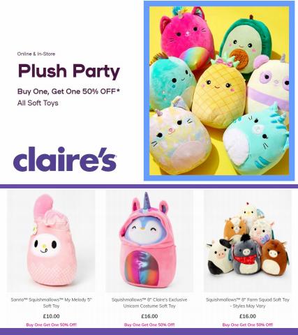 Claire's catalogue in Brighton | Plush Party: Buy One, Get One 50% OFF* All Soft Toys | 24/06/2022 - 03/07/2022