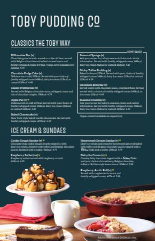 Restaurants offers in Halifax | Pudding Menu in Toby Carvery | 10/04/2022 - 30/06/2022