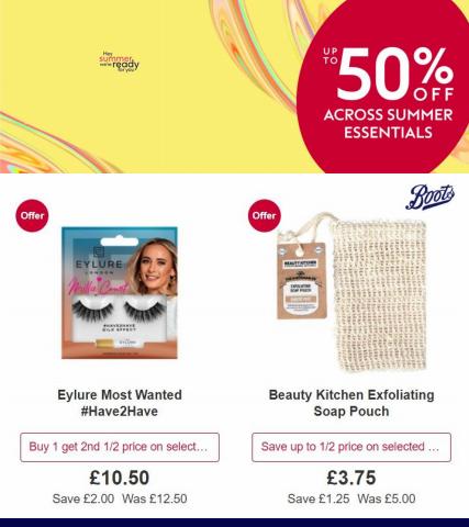 Pharmacy, Perfume & Beauty offers | Up To 50% Off Summer Essentials in Boots | 20/05/2022 - 26/05/2022
