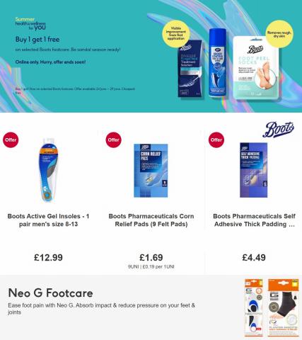 Pharmacy, Perfume & Beauty offers in Bebington | Buy one get one free on selected Boots Footcare in Boots | 25/06/2022 - 03/07/2022
