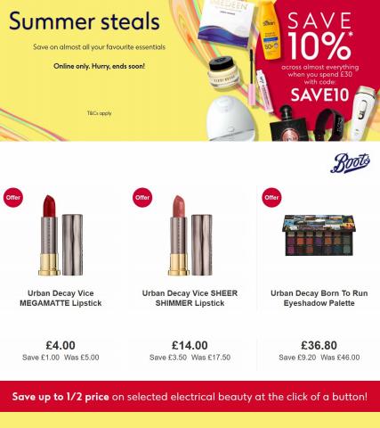 Pharmacy, Perfume & Beauty offers in Wigan | Summer steals -10% in Boots | 25/06/2022 - 04/07/2022