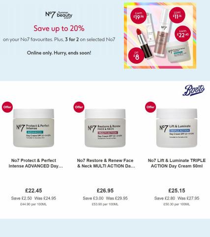 Boots catalogue | Save Up To 20% On Selected No7 | 04/07/2022 - 11/07/2022