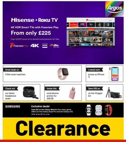 Department Stores offers in Stourbridge | Clearance Sale Technology in Argos | 20/06/2022 - 27/06/2022