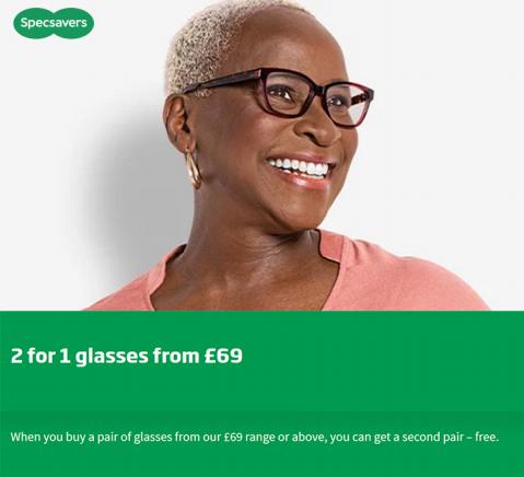 Pharmacy, Perfume & Beauty offers in Bolton | 2 for 1 glasses from £69 in Specsavers | 03/08/2022 - 17/08/2022