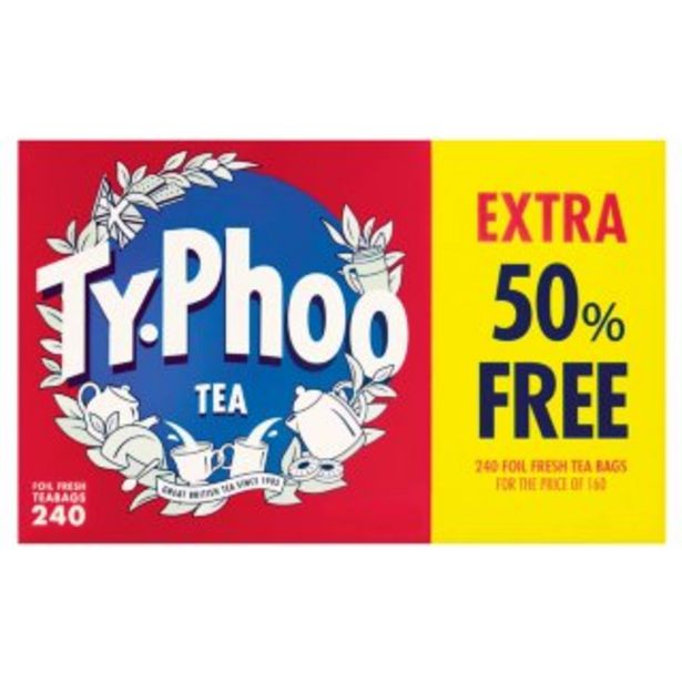 Typhoo Foil Fresh Tea Bags 160s + 50% FREE 240pk offer at £2.79