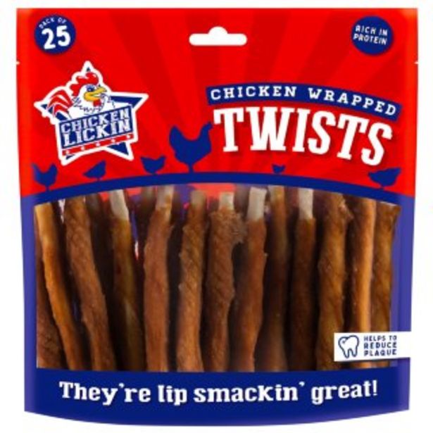 Chicken Lickin Wrapped Twists Dog Treats 25pk offer at £2.99