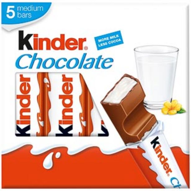 Kinder Chocolate Snack Bars 5pk offer at £1
