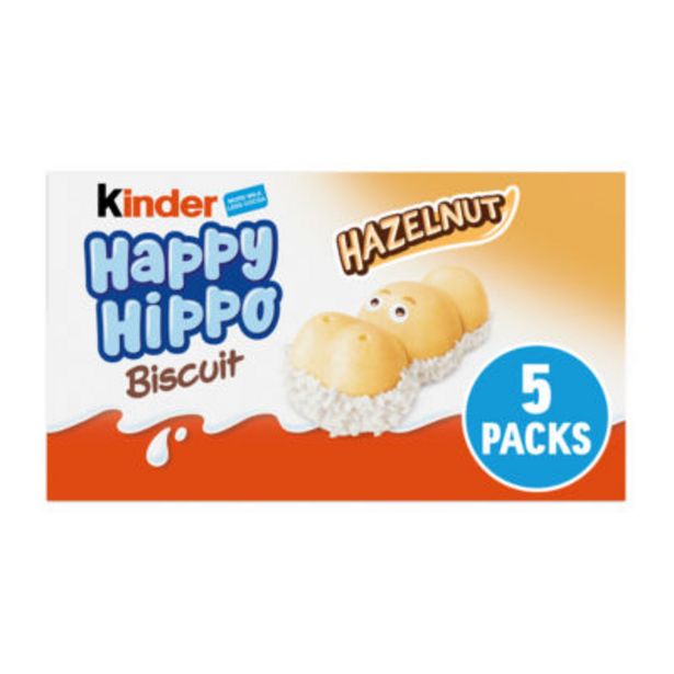 Happy Hippo Milk Chocolate and Hazelnut Biscuit Bars Multipack 5 Pack offer at £1