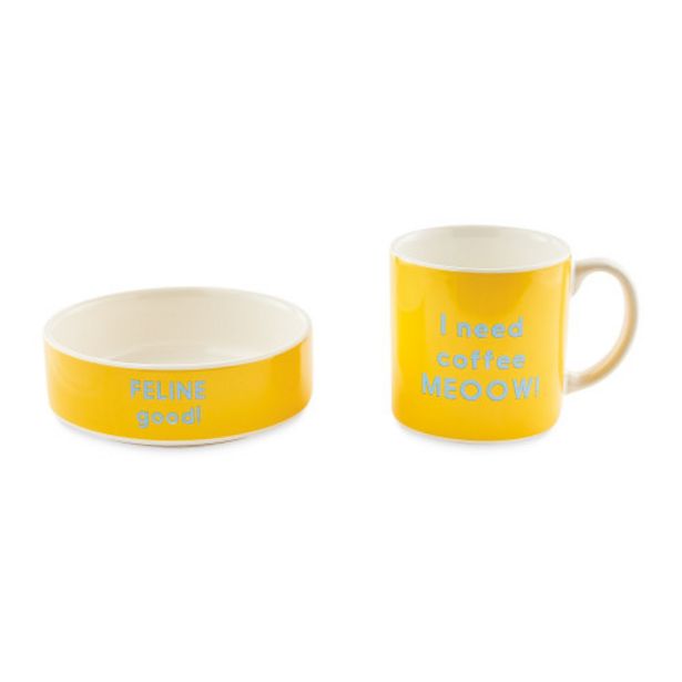 Ceramic Cat Bowl and Mug Gift Set offer at £2.99