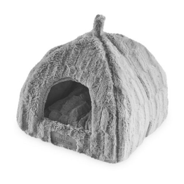 Grey Plush Cat Igloo Bed offer at £9.99