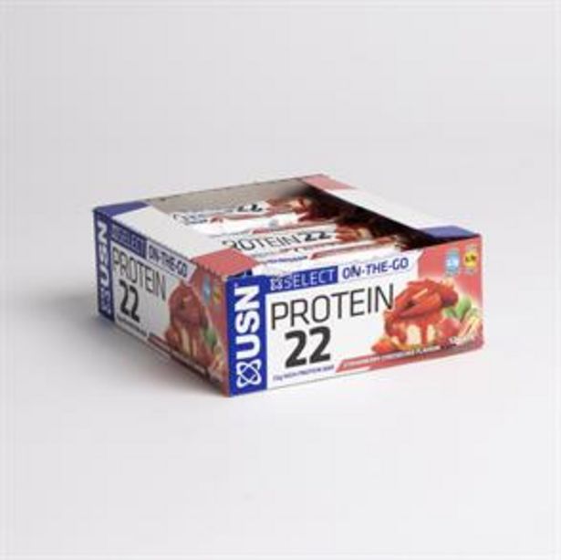 USN Protein 22 High Protein Bar - Strawberry Cheesecake (12 x 60g) offer at £14.28