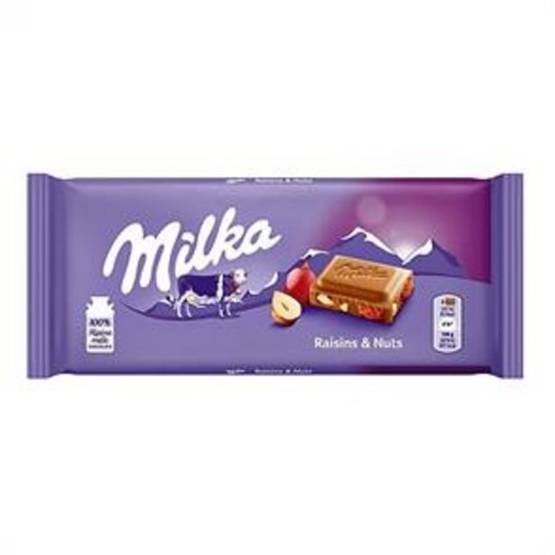Milka Raisin & Nut Chocolate Bar 100g (22x) offer at £17.38
