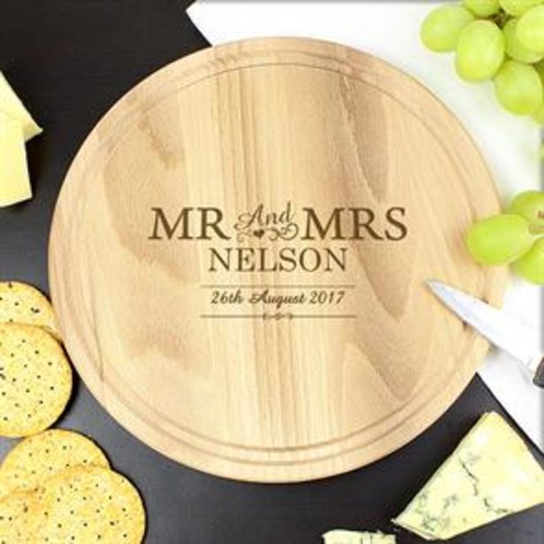 Personalised Mr & Mrs Round Chopping Board offer at £10.99