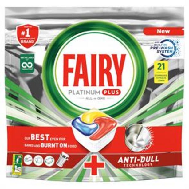 Fairy Platinum Plus All In One Dishwasher Tablets Lemon 21 Tablets offer at £4.99