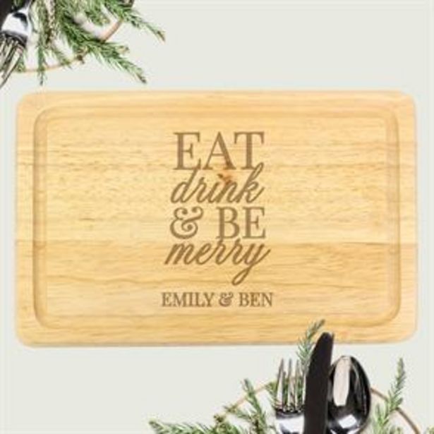 Personalised Eat Drink & Be Merry Rectangular Wooden Board offer at £9.99
