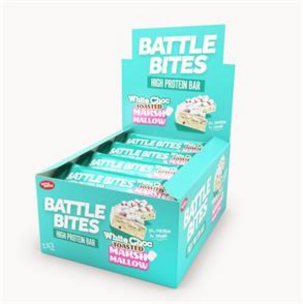 Battle Bites: High Protein Bar 62g - White Choc Toasted Marshmallow (Case Of 12) offer at £14.28