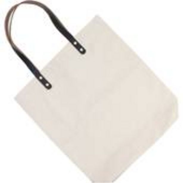 Natural Canvas Tote Bag with Leather Strap 42cm x 38cm offer at £4