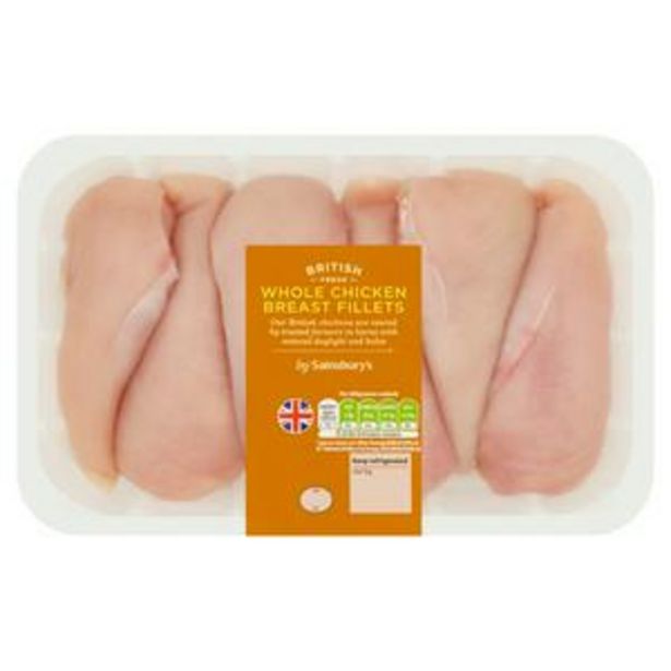 Sainsbury's British Fresh Chicken Breast Fillets Skinless & Boneless 1kg offer at £5.35