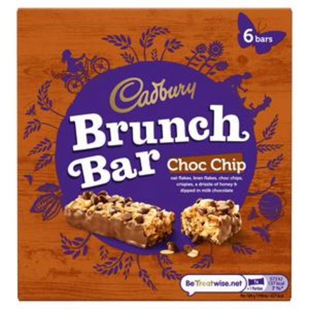 Cadbury Brunch Choc Chip Cereal Bar Multipack 5x32g offer at £1