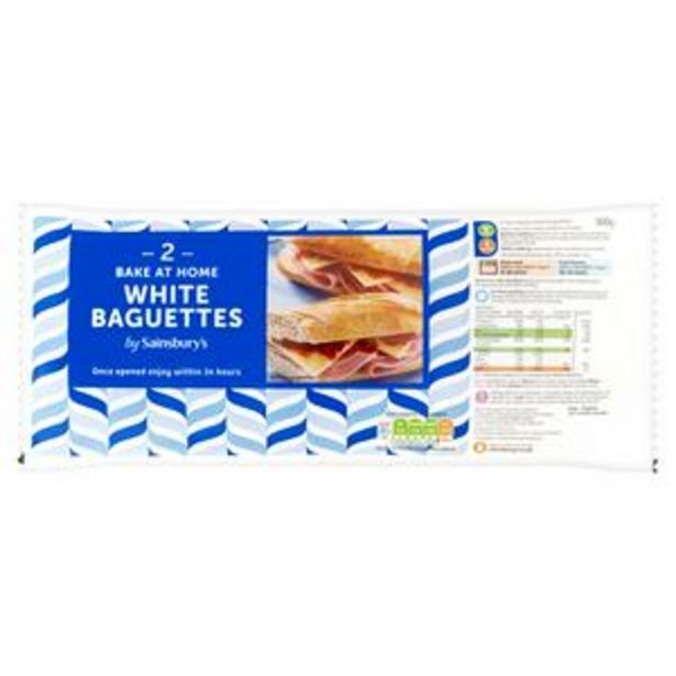 Sainsbury's White Bake At Home Baguettes x2 offer at £0.95