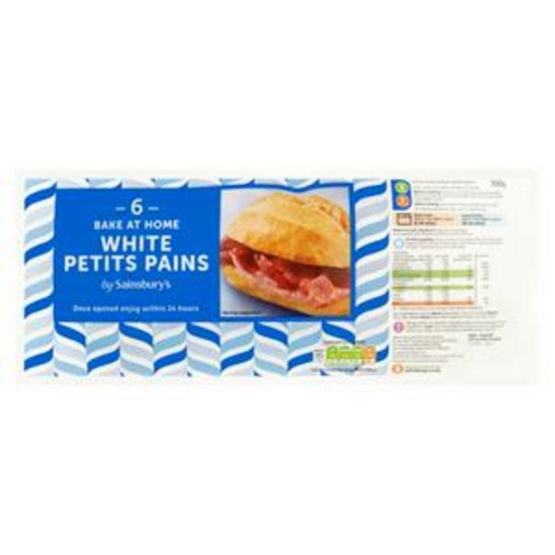 Sainsbury's Bake at Home White Petit Pains x6 offer at £0.95