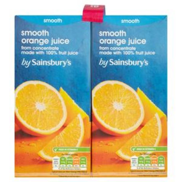 Sainsbury's Pure Orange Juice 4x1L offer at £3.3