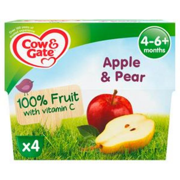 Cow & Gate Apple & Pear Fruit Puree Pots 4x100g offer at £1.45