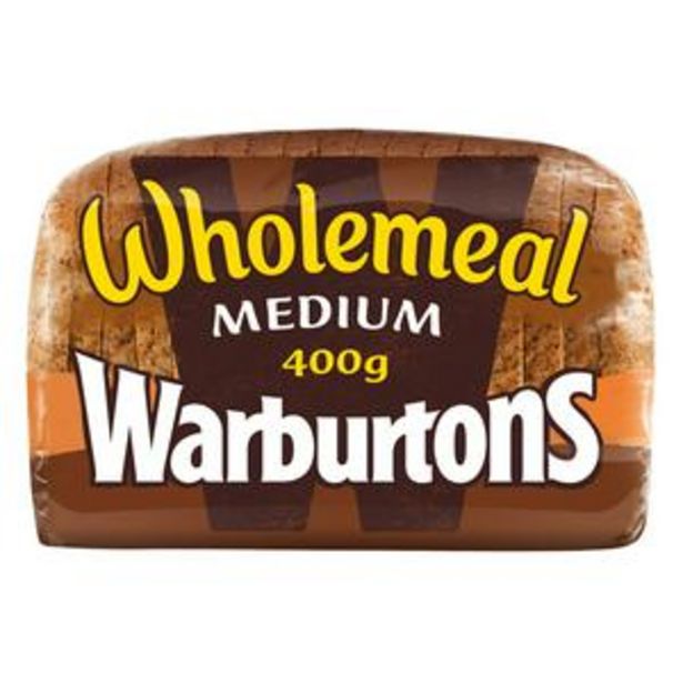 Warburtons Medium Sliced Wholemeal Bread 400g offer at £0.85