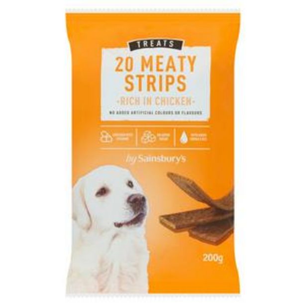 Sainsbury's Meaty Strip Dog Treats with Chicken x20 200g offer at £0.7