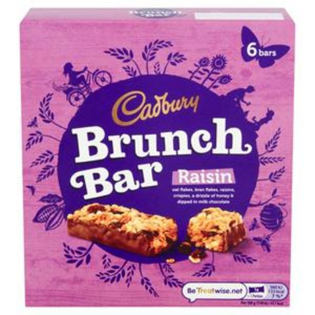 Cadbury Brunch Raisin Cereal Bar Multipack 5x32g offer at £1