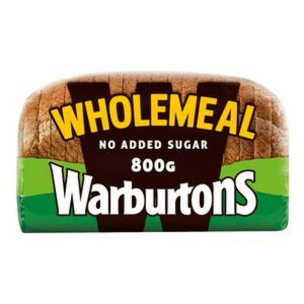 Warburtons Medium Sliced Wholemeal Bread 800g offer at £1