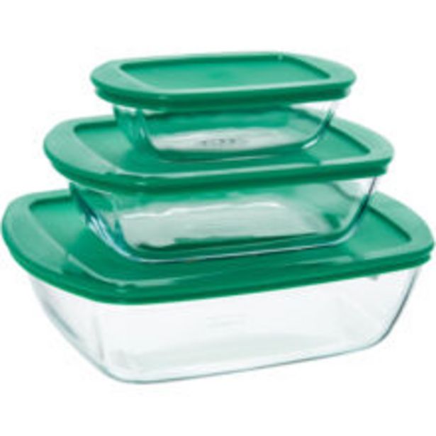 Three Pack Clear Glass Cook &amp; Store Containers 2.5L offer at £11.99
