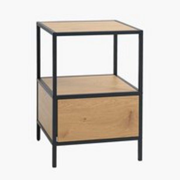 Bedside table TRAPPEDAL 1 drawer oak/blkSave 47% offer at £45