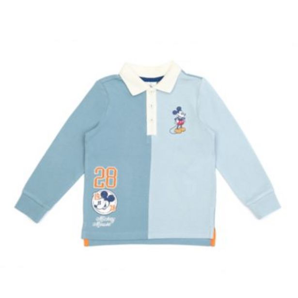 Disney Store Mickey Mouse Blue Long Sleeve Polo Shirt For Toddlers & Kids offer at £11