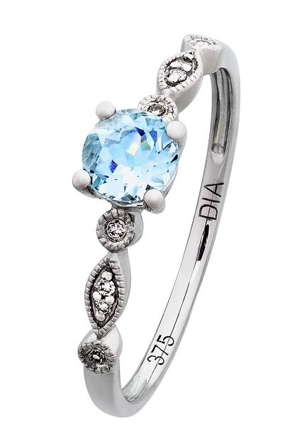 Revere 9ct White Gold Aqua and Diamond Accent Vintage Ring offer at £93.33