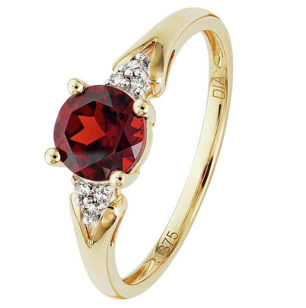 Revere 9ct Gold Garnet and Diamond Accent Ring offer at £32.5