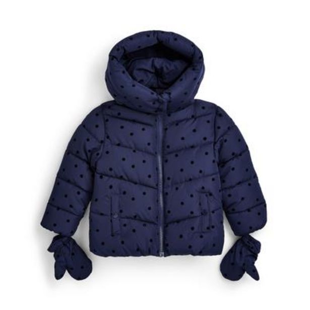 Younger Girl Navy Mid Weight Flock Coat offer at £14