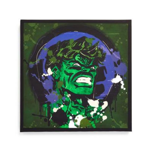 Green Marvel Hulk Canvas Wall Art 30x30cm offer at £4