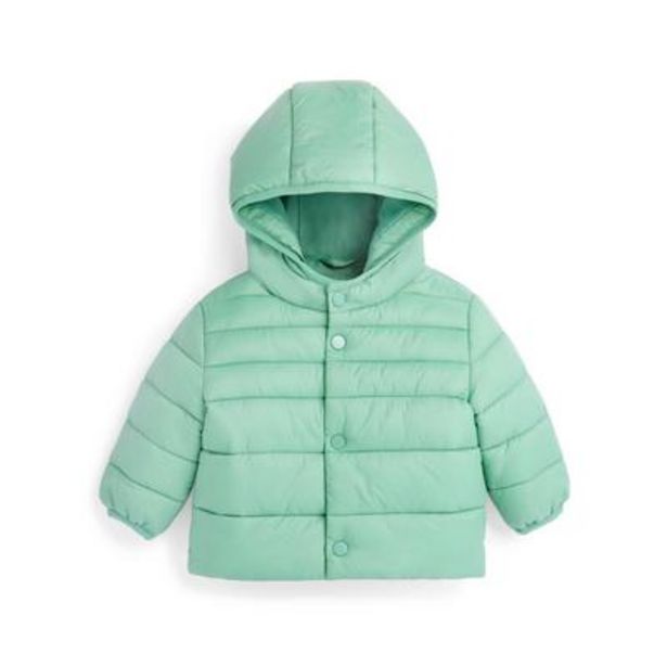 Baby Boy Mint Green Padded Popper Hooded Jacket offer at £9