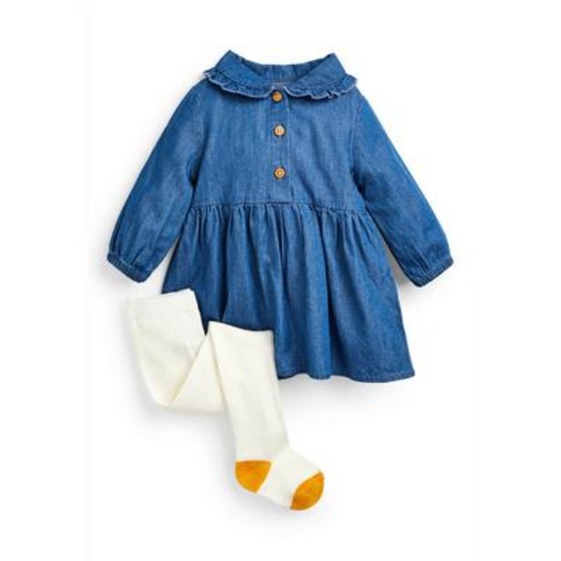 Baby Girl Blue Denim Dress And Tights Set offer at £8
