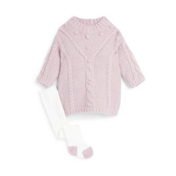 Baby Girl Lilac Knitted Dress Set 2 Piece offer at £9