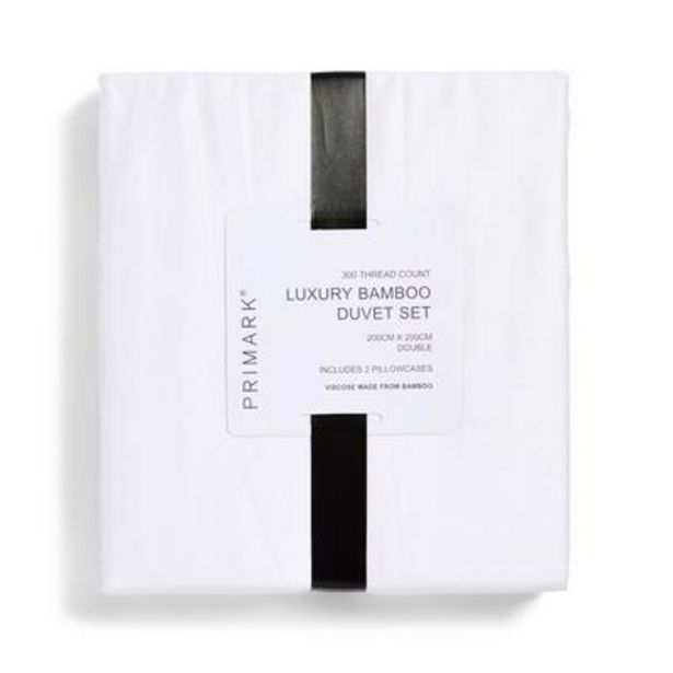 White 300 Thread Count Luxury Bamboo Viscose Double Duvet Set offer at £30