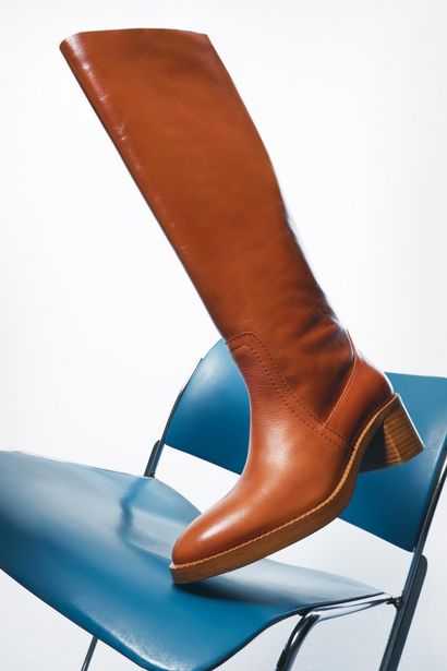 LEATHER BLOCK HEEL BOOTS offer at £169