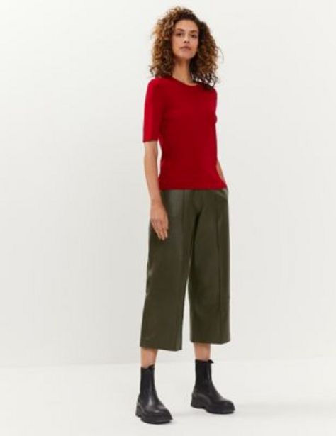Leather Wide Leg Culottes offers at £279.3 in Marks & Spencer