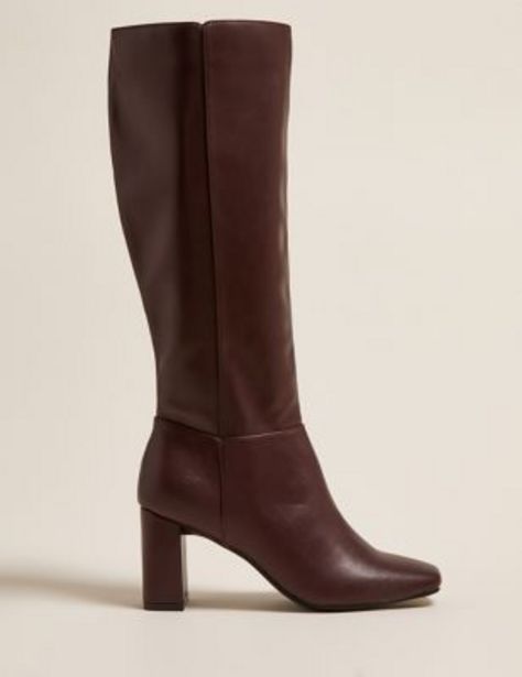 Block Heel Square Toe Knee High Boots offer at £34.65