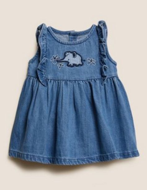3pc Denim Elephant Dress Outfit (0-3 Yrs) offer at £18