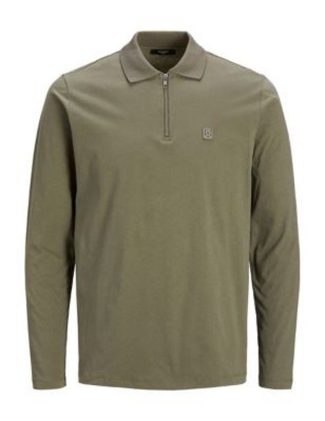 Pure Cotton Half Zip Long Sleeve Polo Shirt offer at £25